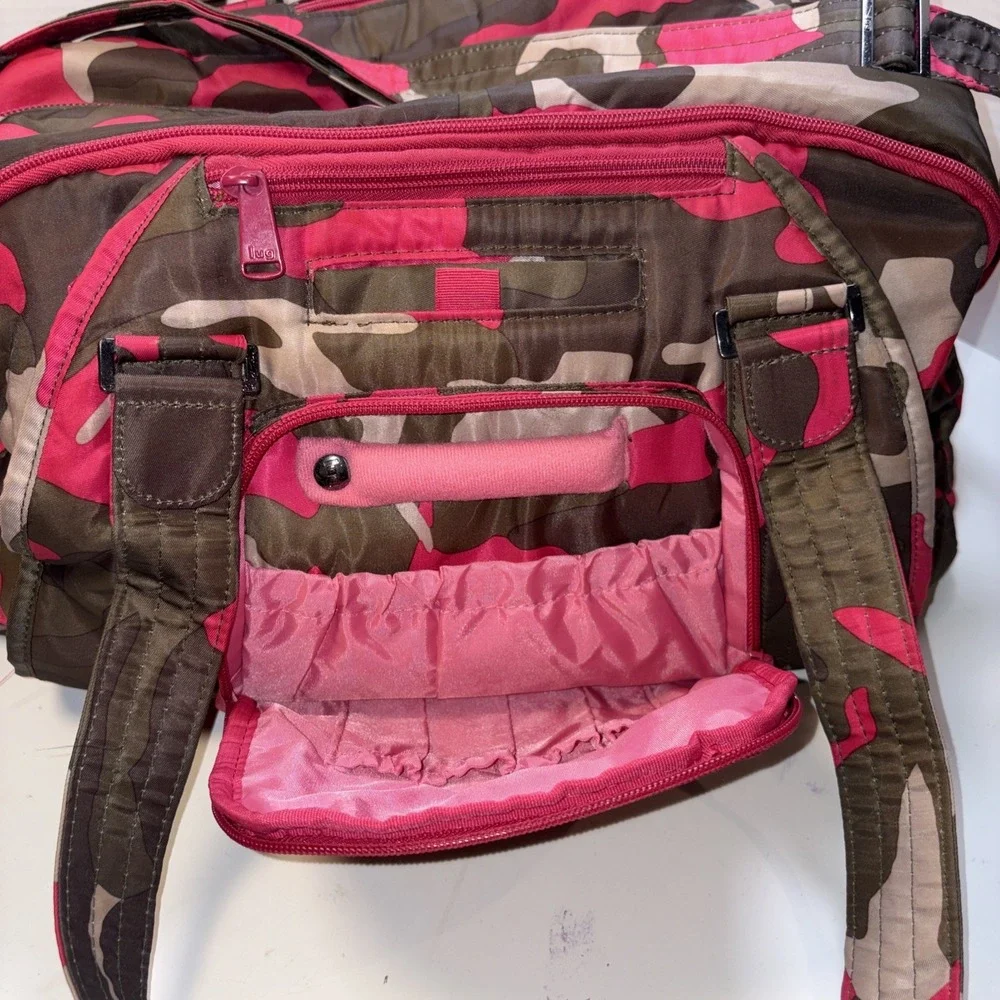 Lug‎ Propeller Pink Green Camo Duffel Bag Travel Carry On Overnight Gym Yoga Bag